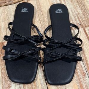 wild fable Black Bow Strap Slide Sandals EUC size 8.5